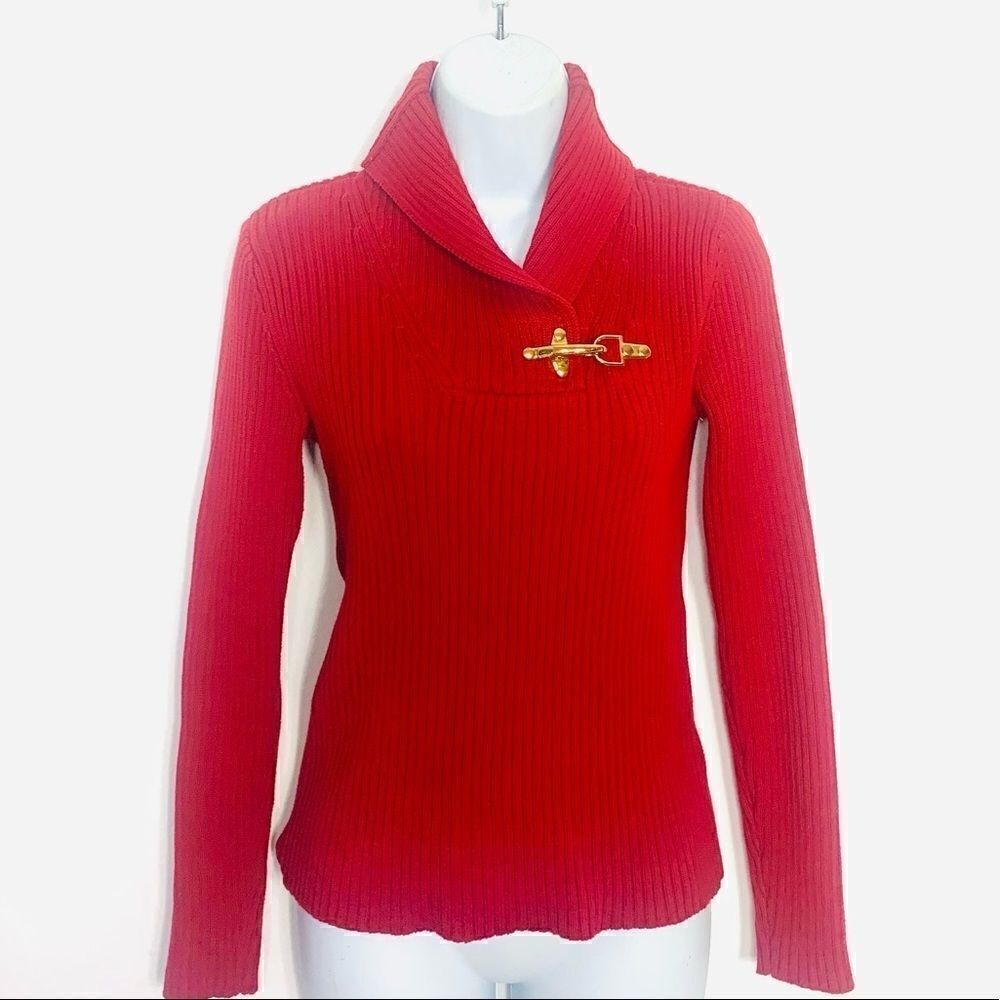 Vintage Ralph Lauren Black Label Red Holiday Cotton Sweater